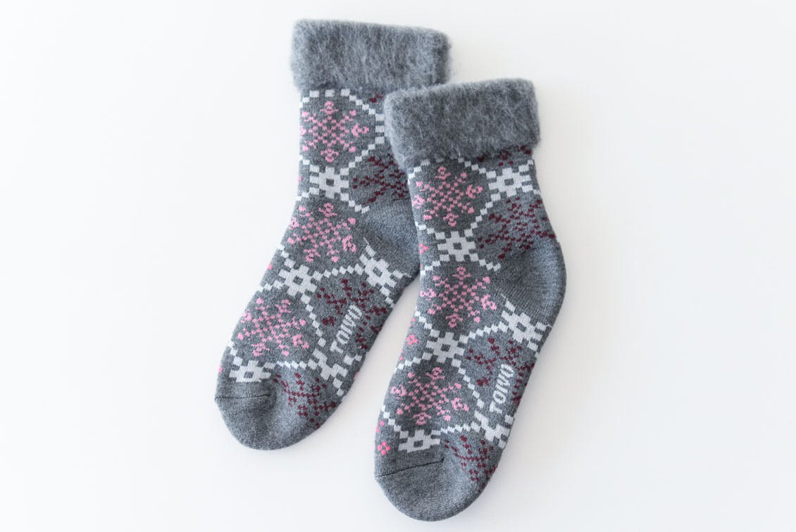 【取り扱い終了】TOIVO MOKOMOKO SUKKA/もこもこソックス/雪柄（グレー）の商品写真