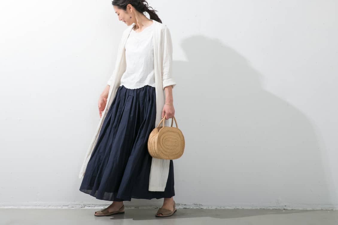 unoa 未開封LAPIS LAZULI ネイビー巻きスカート 5-17号 2Wayストレッチトロ ロングタイトスカート ネイビー