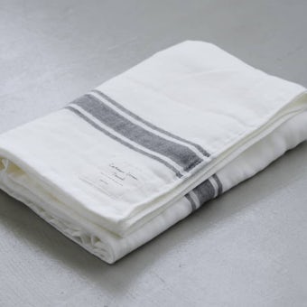 さらりと心地よい、コットンリネンのバスタオル（ホワイト×グレー）の商品写真