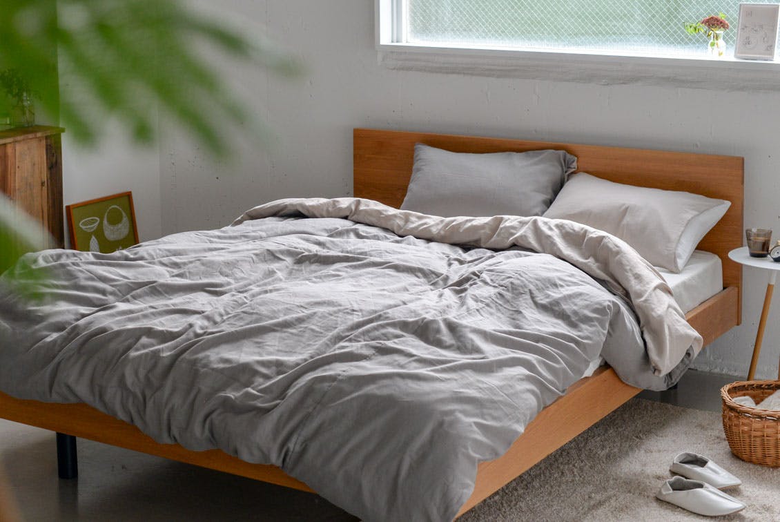 掛け布団カバー / ダブル（グレー×ベージュ）/ さっとつけられる布団カバーシリーズの商品写真