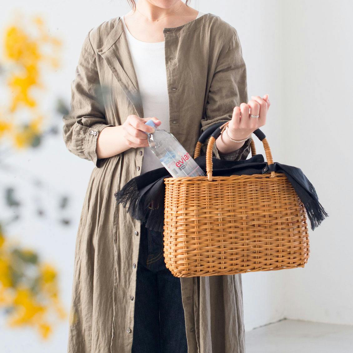 在庫限り取り扱い終了】「たっぷり荷物もすっぽり可愛く」よくばりかごバッグ（リネンクロス付き ） 北欧、暮らしの道具店