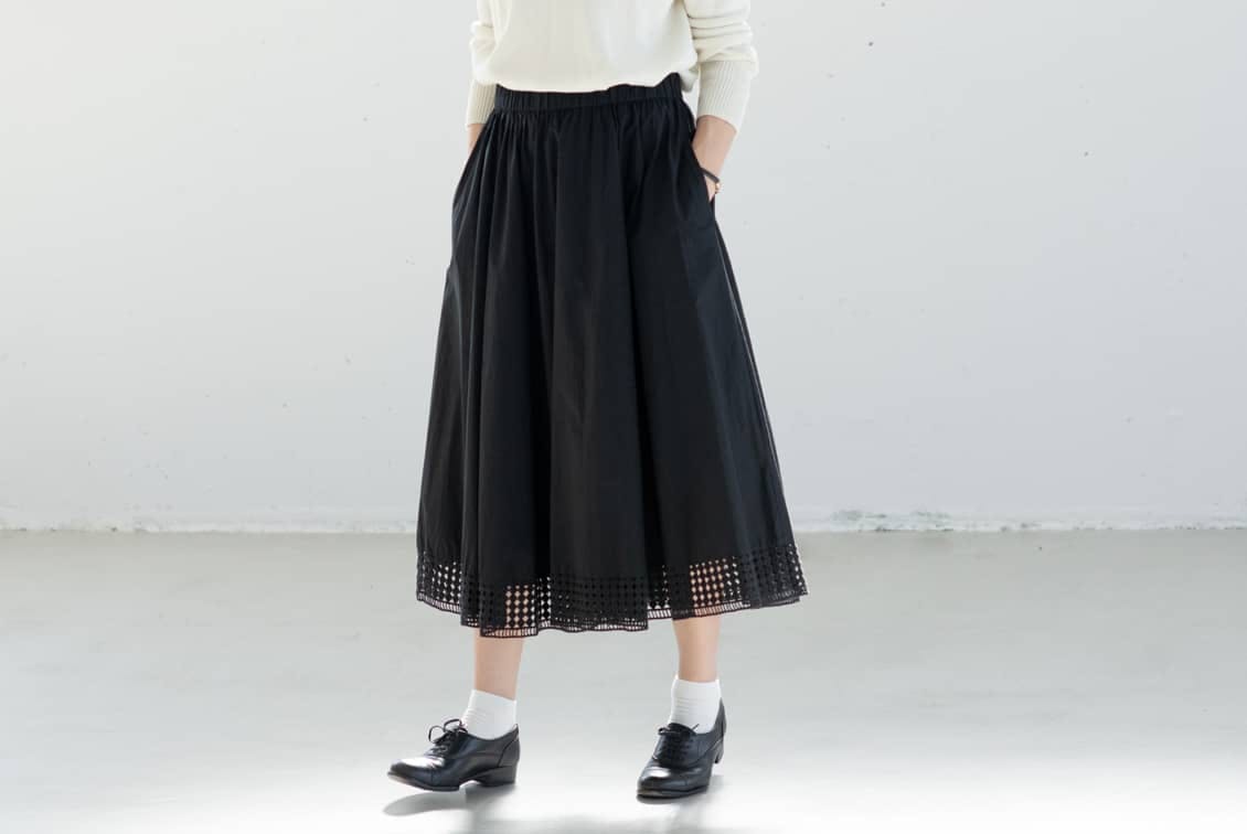 北欧暮らしの道具店 utilite ユティリテ 刺繍レーススカート ブラック