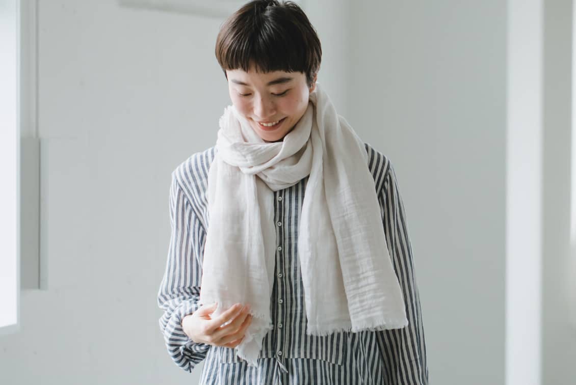 【取り扱い終了】hatsutoki/播州織のコットンストール（ライトグレー）の商品写真