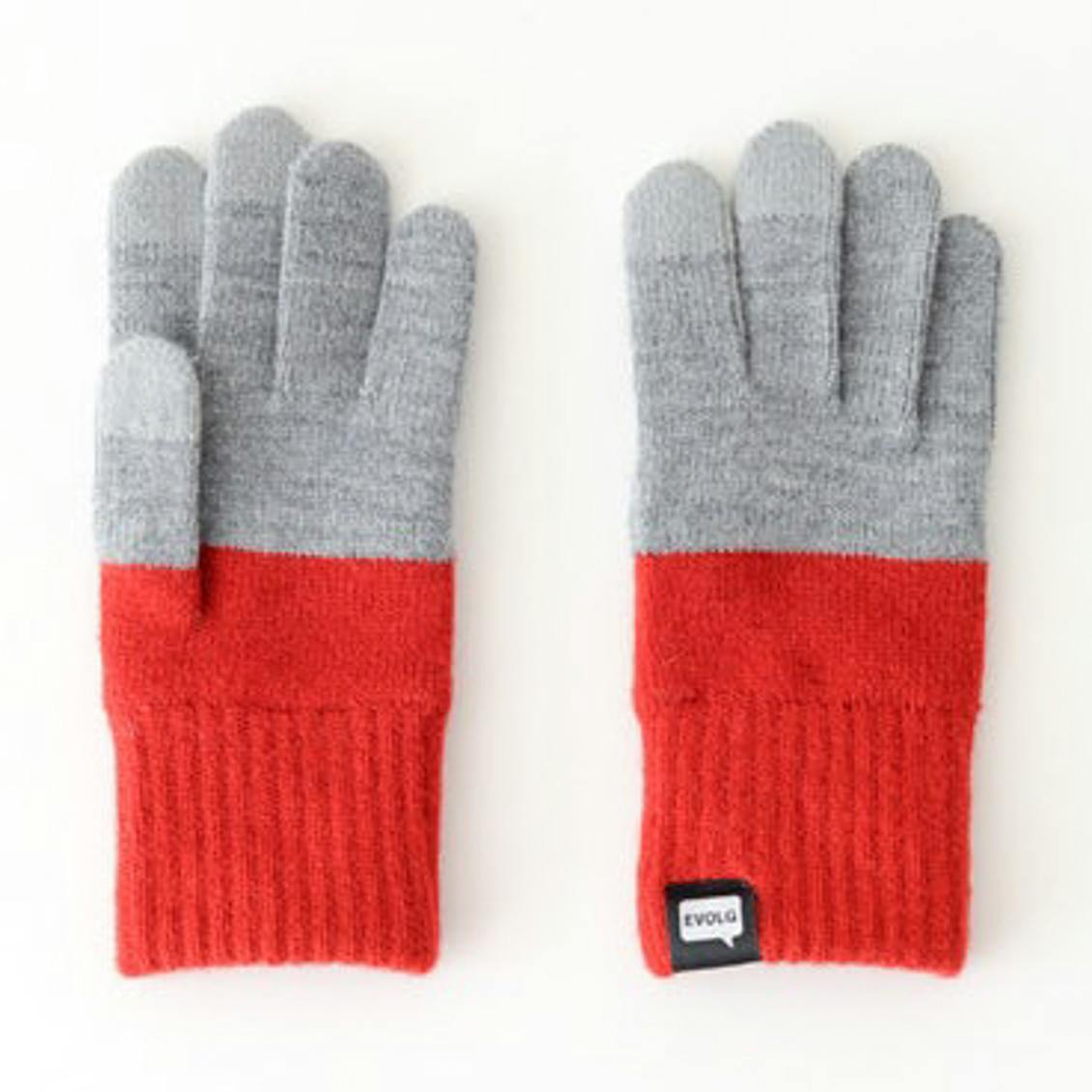 取り扱い終了】EVOLG/2TON/ショート手袋（グレー×レッド） 北欧、暮らしの道具店