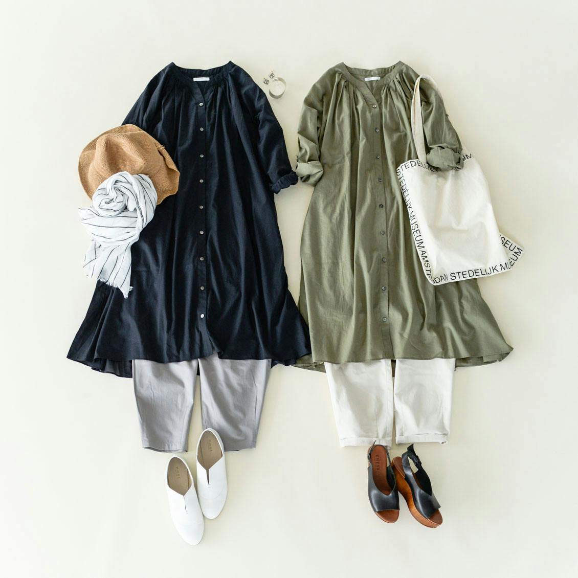 数量限定 表情を生むヒミツの仕立て 3way後ろさがりギャザーワンピース 北欧 暮らしの道具店