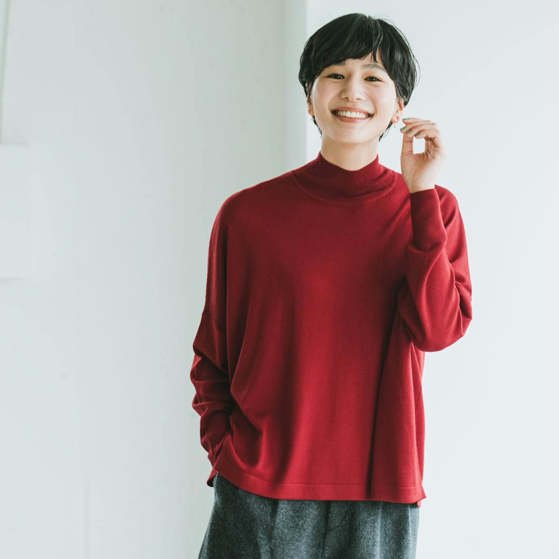 私に似合う絶妙バランス」首もとスッキリのハイネックニット - 北欧 