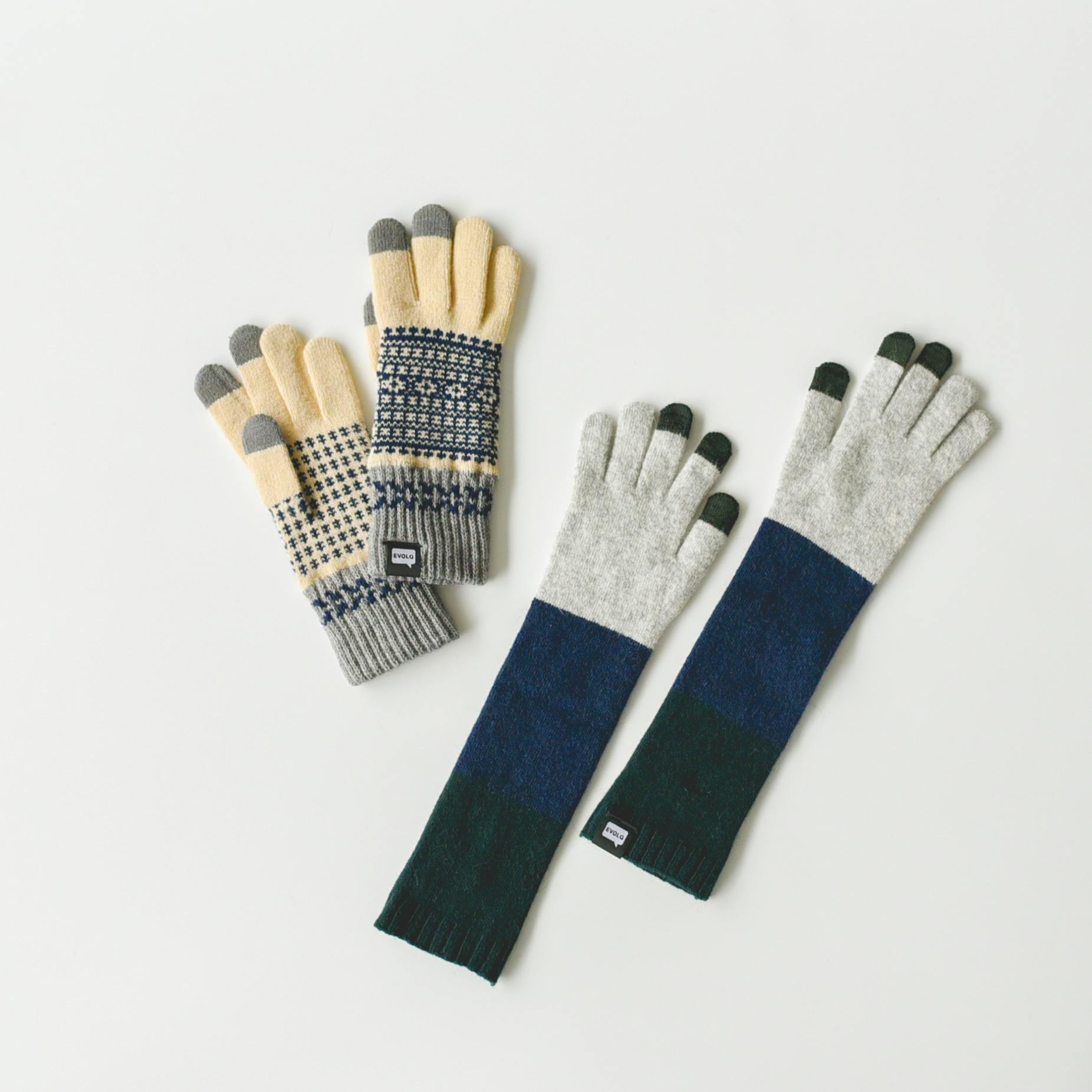 EVOLG/FLEUR/ショート手袋(バニラ×ネイビー×グレー) - 北欧、暮らしの道具店