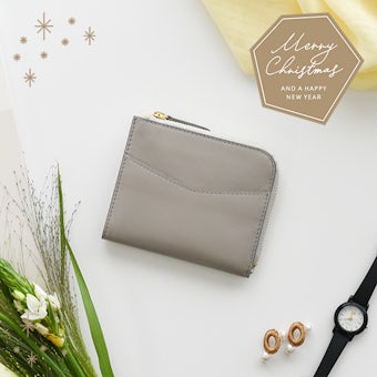 【取り扱い終了】【クリスマス限定ギフトバッグ】「スリムに見えて収納上手」ミニ財布（ペールグレー）の商品写真