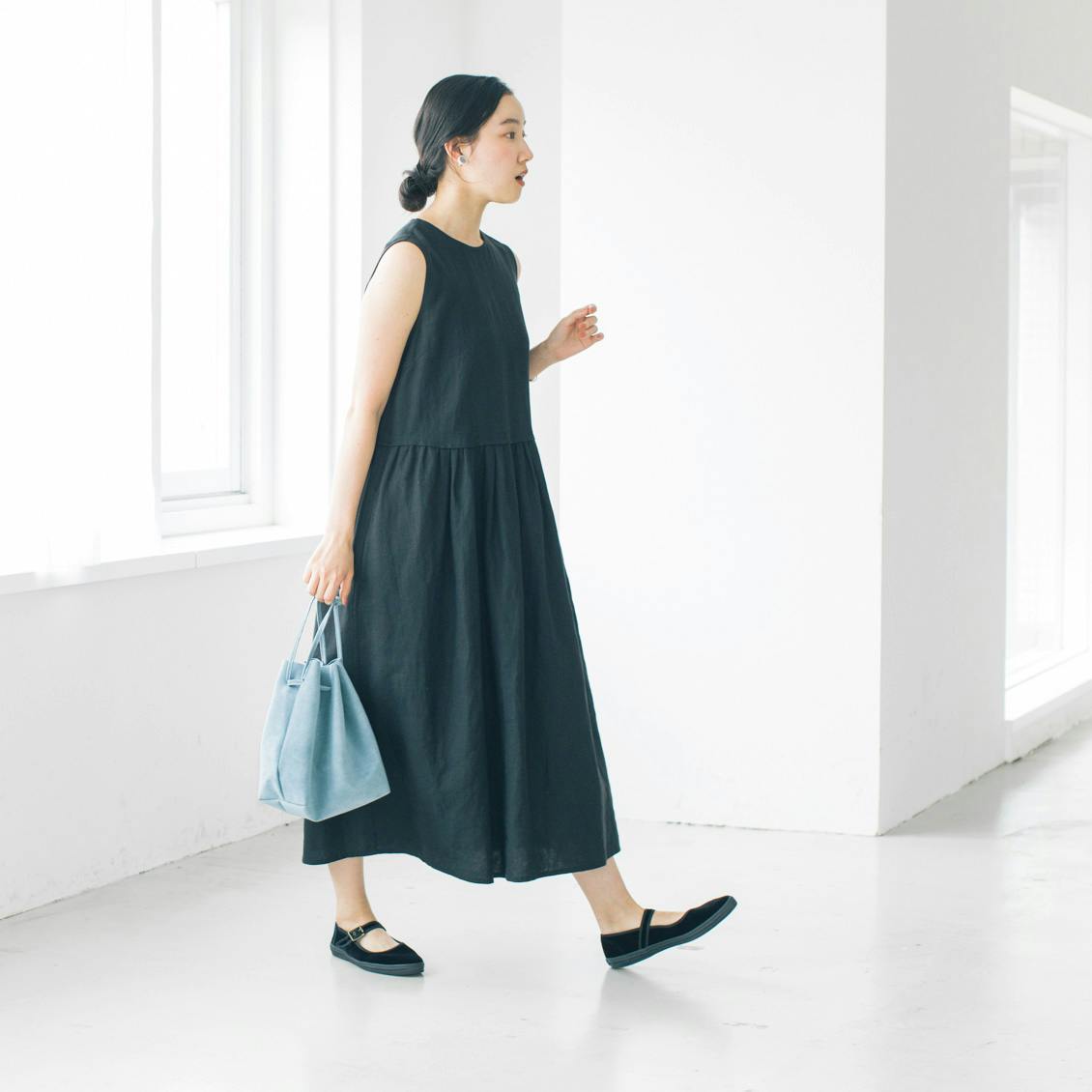 Le Glazik ル グラジック ノースリーブリネンワンピース カーキグレー ブラック 北欧 暮らしの道具店