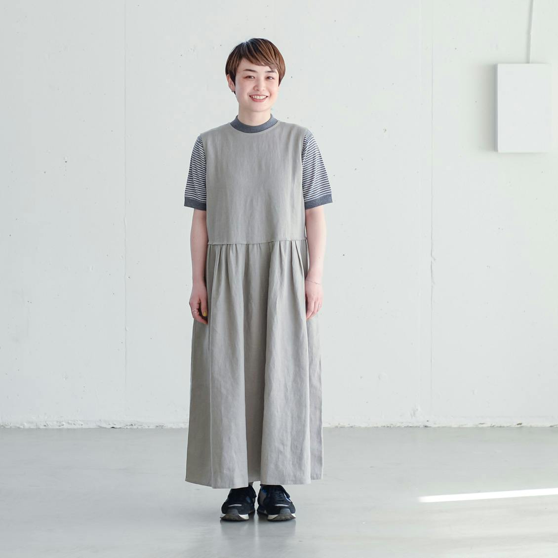 Le Glazik ル グラジック ノースリーブリネンワンピース カーキグレー ブラック 北欧 暮らしの道具店