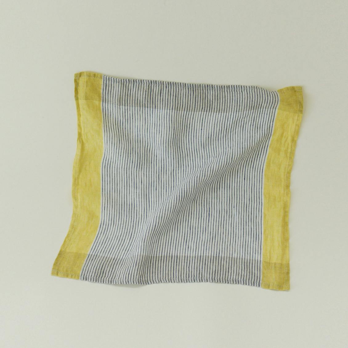 Lino e Lina リネンハンカチ / ブルー＆イエローの商品写真