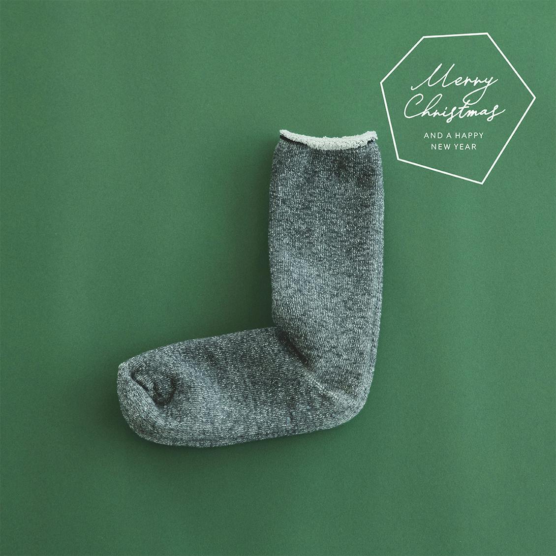 【取り扱い終了】【クリスマス限定ギフトバッグ】あったかルームソックス（グレー）23-25cmの商品写真