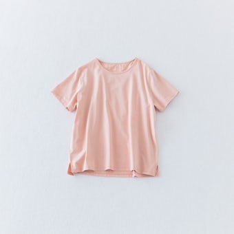【今季終了】素肌も心もよろこぶTシャツ / Uネック（コーラルピンク）の商品写真