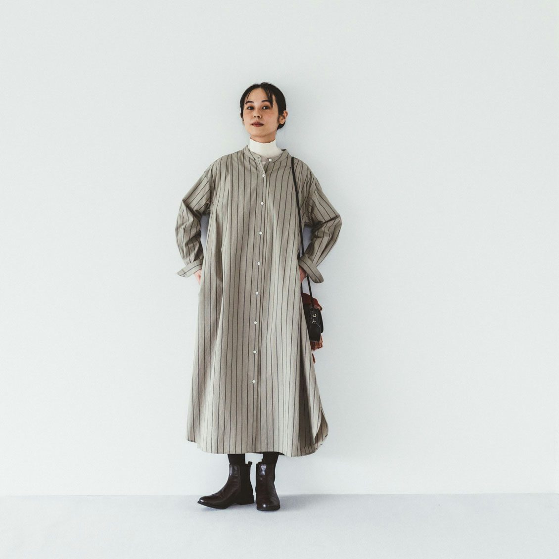 北欧、暮らしの道具店 ストライプの2WAYワンピース Sサイズ カーキ 美品 【感謝価格】 北欧、暮らしの道具店 ストライプの2WAYワンピース Sサイズ カーキ 美品 ロングワンピース