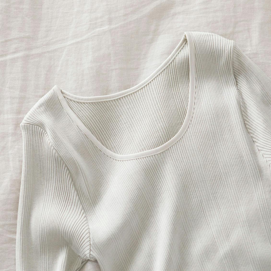 素肌がよろこぶシルク混のなめらかインナー（10分袖） - 北欧、暮らし