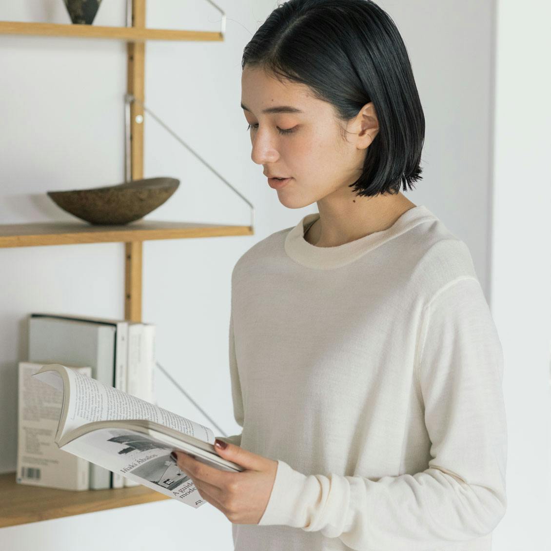 素肌がよろこぶシルク混のなめらかインナー（10分袖） - 北欧、暮らし