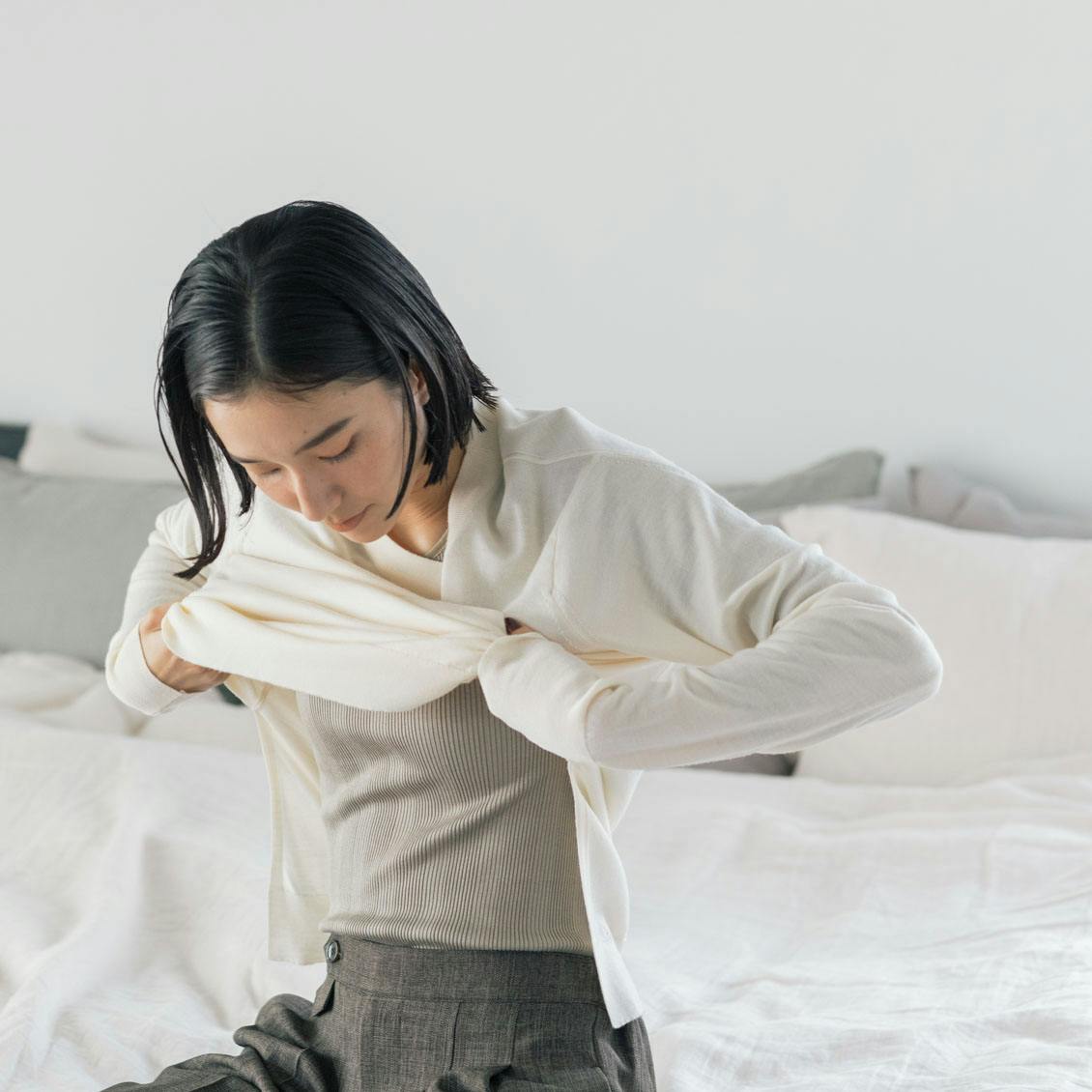 素肌がよろこぶシルク混のなめらかインナー（10分袖） - 北欧