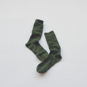 【今季終了】ヘリンボーン編みの靴下 / セピアグリーンの商品写真