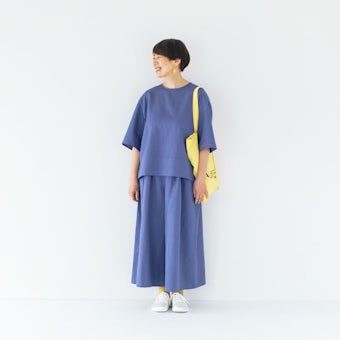 金子敦子さんとつくったコットンリネンのセットアップ / サルビアブルー / M〜Lサイズの商品写真