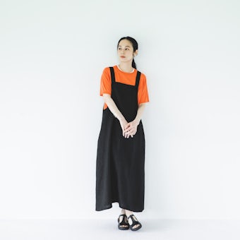 【当店別注】fog linen work / リネンサロペットスカート / ブラック（サイズ2）の商品写真