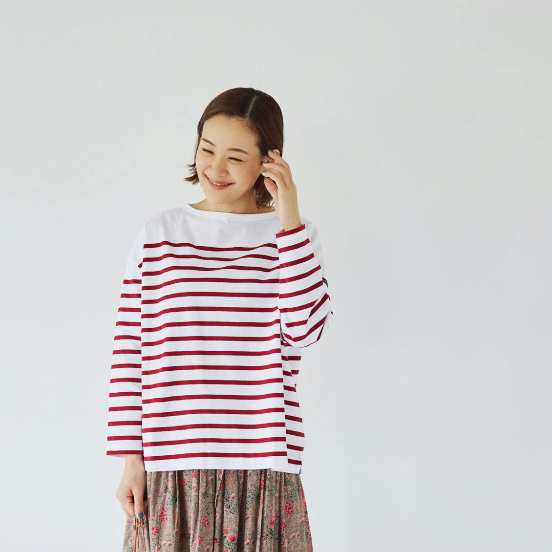 ルミノア　ボーダーカットソー　ボルドー　北欧暮らしの道具店 Le minor / ルミノア / ボーダーカットソー（ボルドー、ネイビー