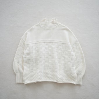 【今季終了】「冬の暮らしに、愉しみを」バスケット編みのニット / エクリュの商品写真