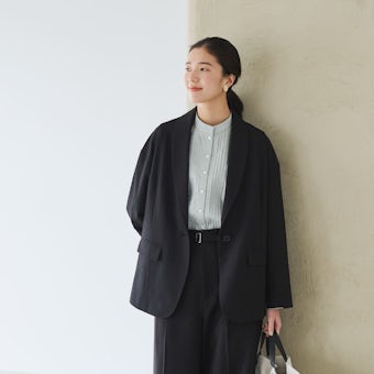 「自分らしく、凛としたい」ショールカラーのオフィスジャケット / ブラック（セットアップ対応）の商品写真