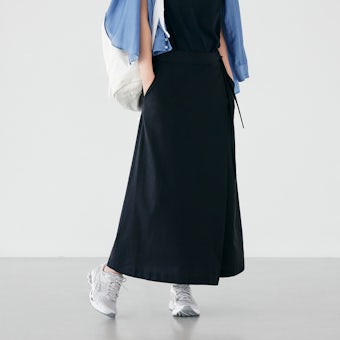 こだわりシルエットのリネン混ラップスカート / ブラック / Mサイズの商品写真