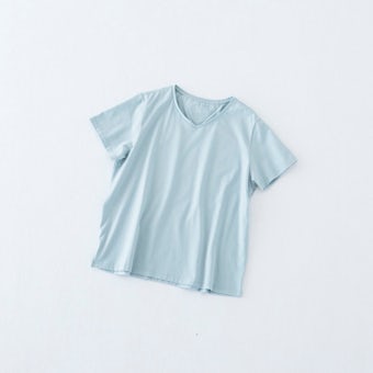 素肌も心もよろこぶTシャツ / Vネック（ライトブルー）の商品写真