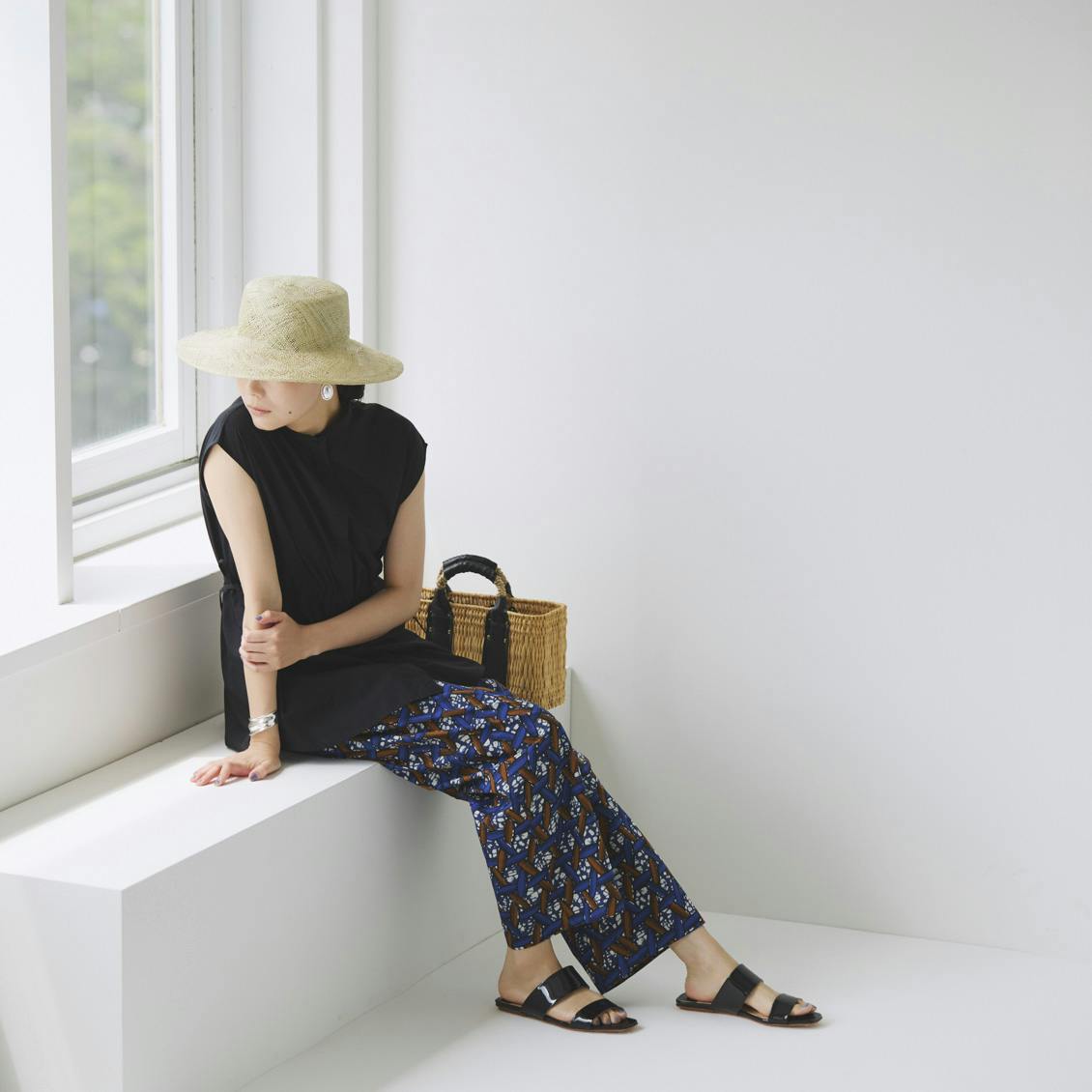 極美品✨ルグラジック　バティック柄風　イージーパンツ　ゆったり　36 リゾート感 LE GLAZIK｜コーデのアクセントに◎ バティック柄 イージー