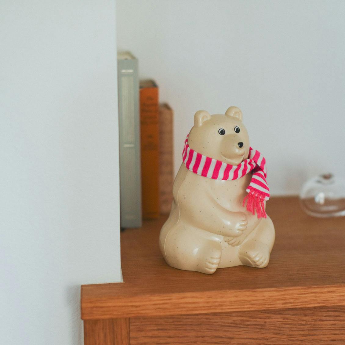 数量限定】マフラー付き白くま貯金箱 / Polar Bear Money BOX / ピンク