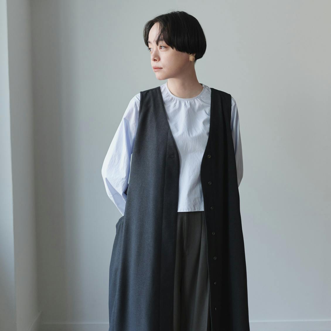 今季終了】hopeと名付けた、ジレにもなるワンピース / with foufou（M・Tサイズ） - 北欧、暮らしの道具店