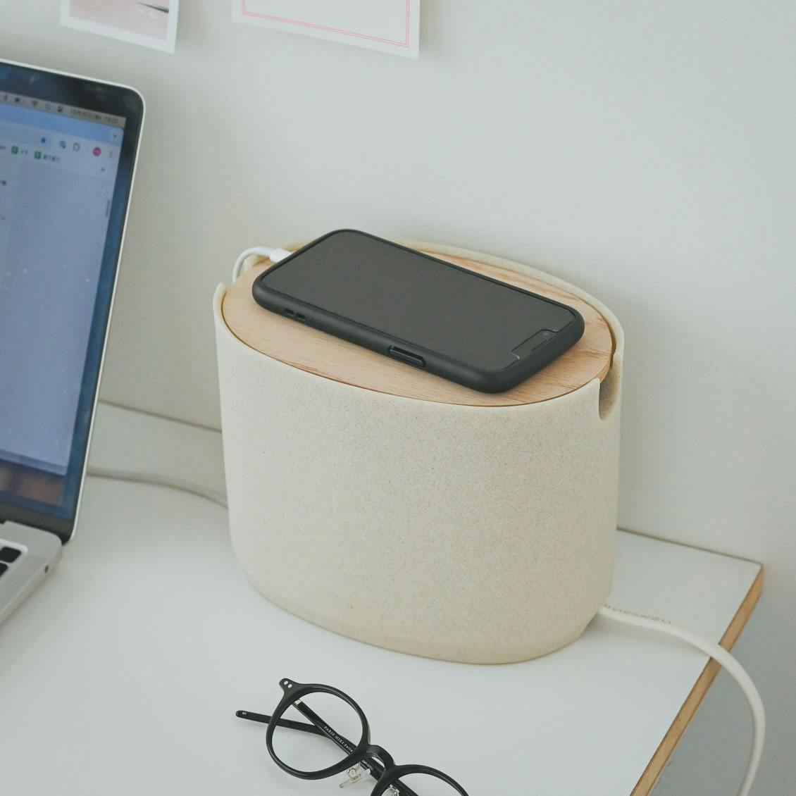 ideaco / ストーン調のケーブルボックス / stone sand whiteの商品写真