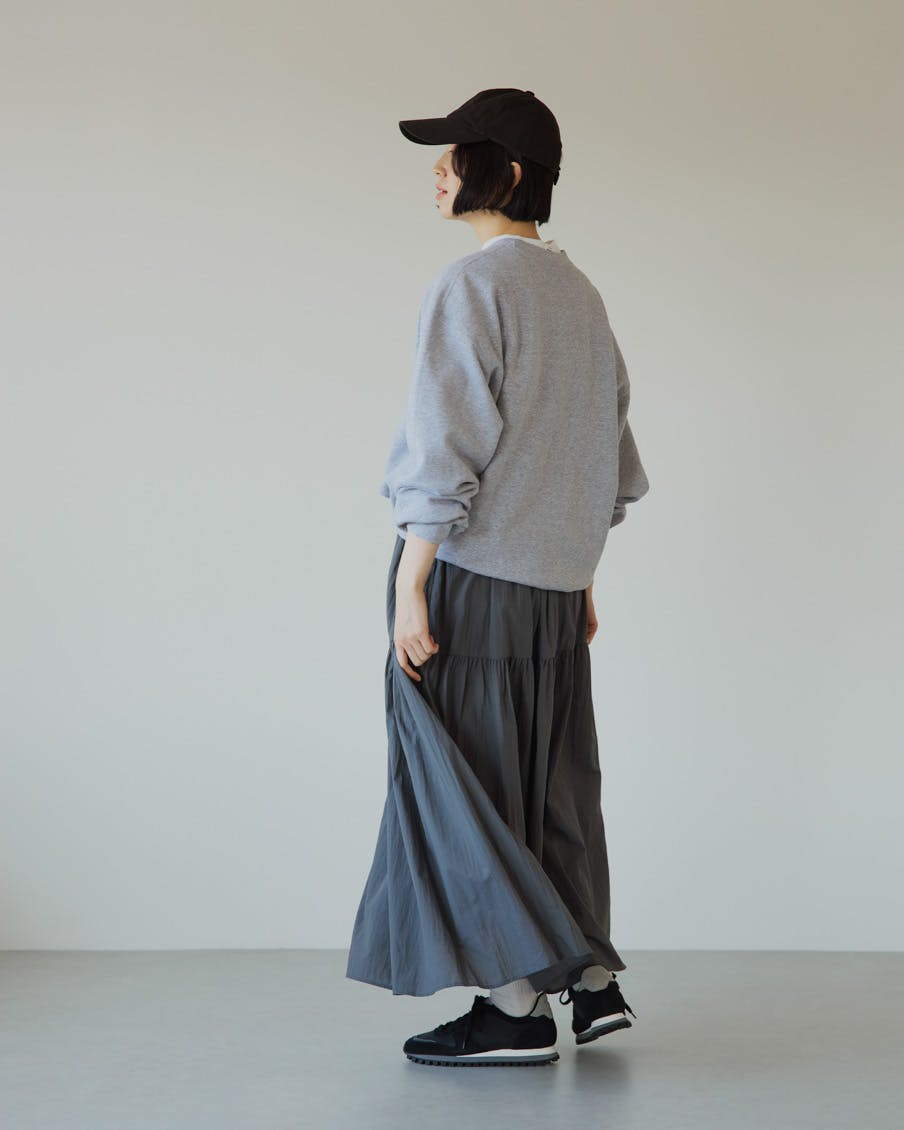 年中たよれる、軽やかナイロンのティアードスカート - 北欧
