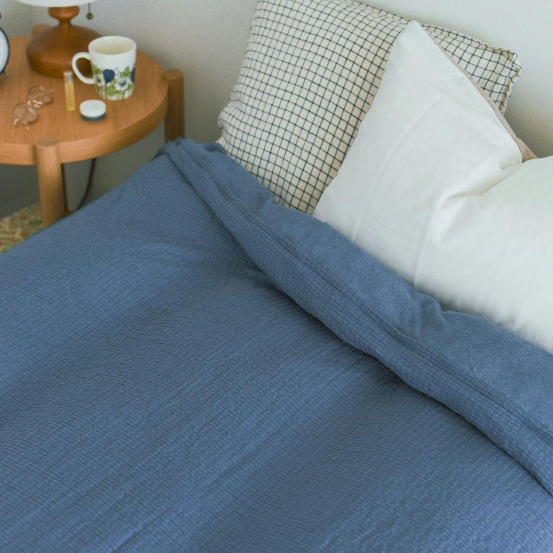 【今季終了】タオルケットにもなる、レーヨンパイルの布団カバー / ダブル（ブルー）の商品写真