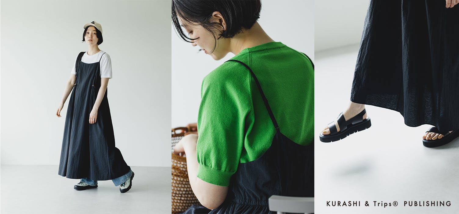 【RT-192】KURASHI & Trips キャミソールワンピースブラックM ☆北欧暮らしの道具店/キャミソールワンピース/ブラック