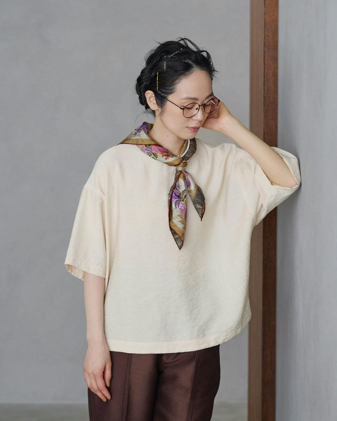 「涼しさも、品のよさも」きれい色のTシャツブラウス　ピンク 北欧、暮らしの道具店 「涼しさも、品のよさも」きれい色のTシャツ
