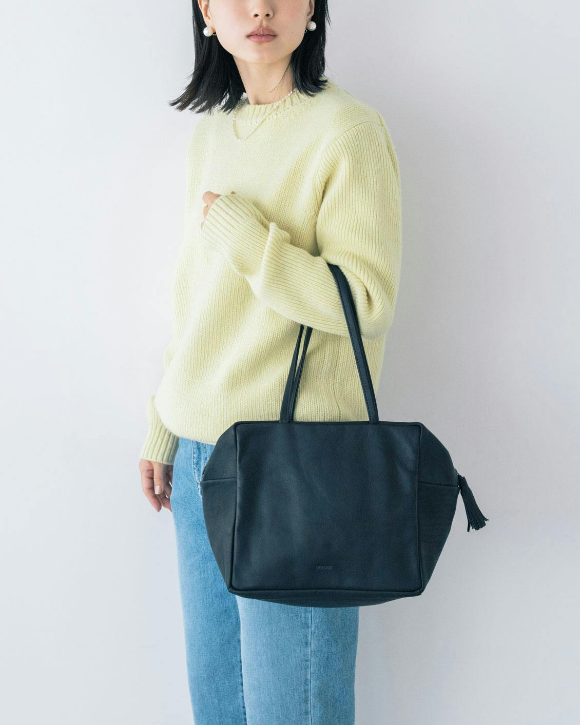 Danser レザーバッグL カレバッグ 黒 キューブ型/ダイヤ型 トートバッグ Danser / ダンサー / レザーバッグ / ミニ - 北欧、暮らしの道具店