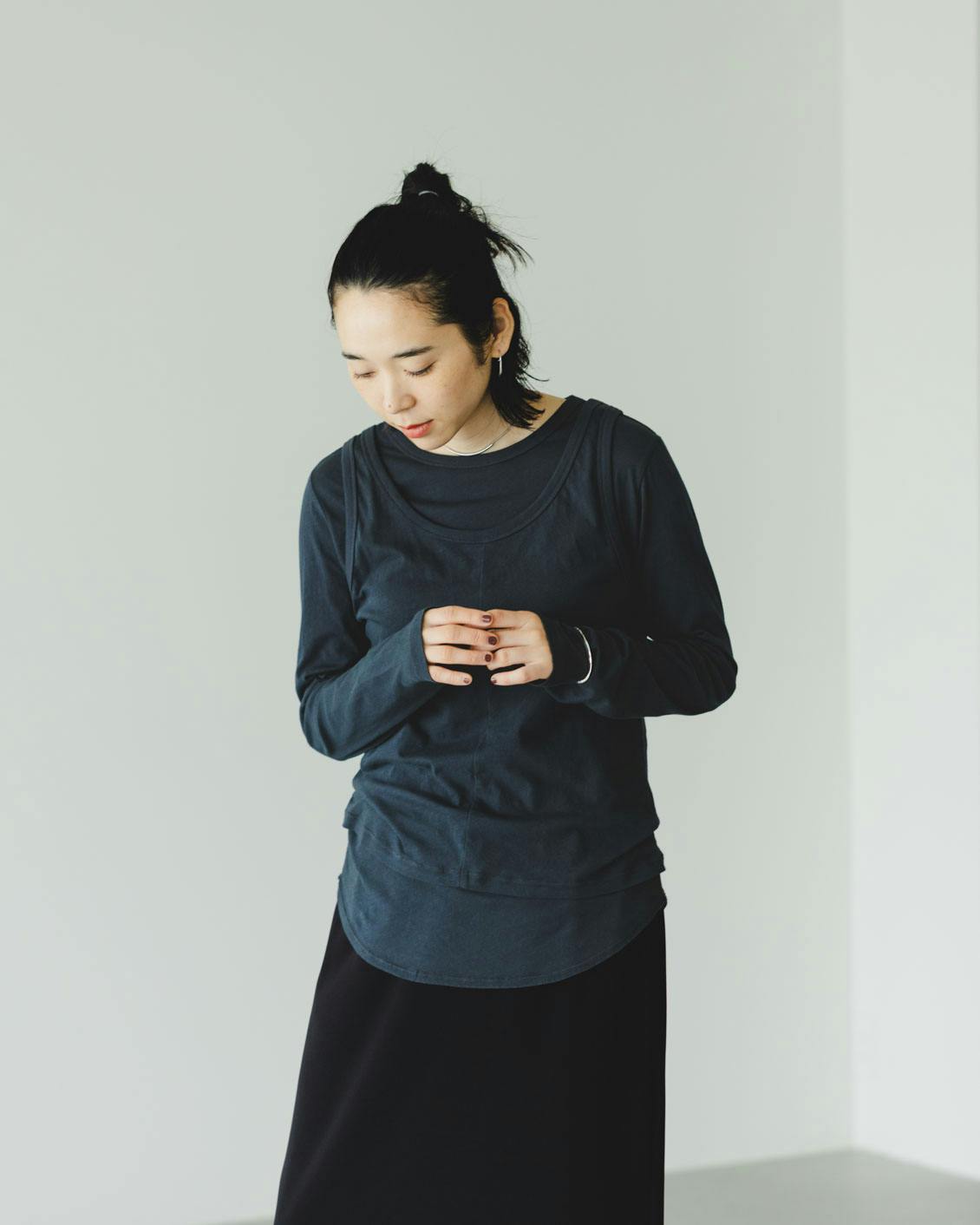 ☆新品/北欧暮らしの道具店/Tシャツみたいな上品ニット Wearing color makes you feel good. Elegant knit coordination