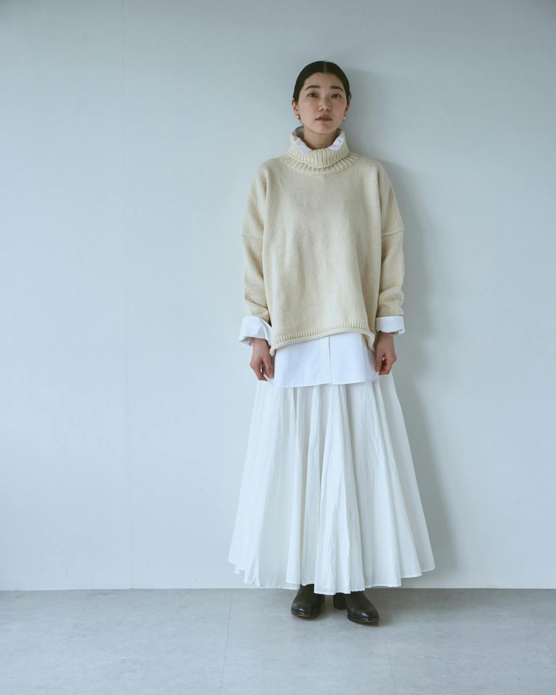 ミズイロインド　白フレアスカート mizuiro ind / ミズイロインド / ボリュームフレアスカート - 北欧