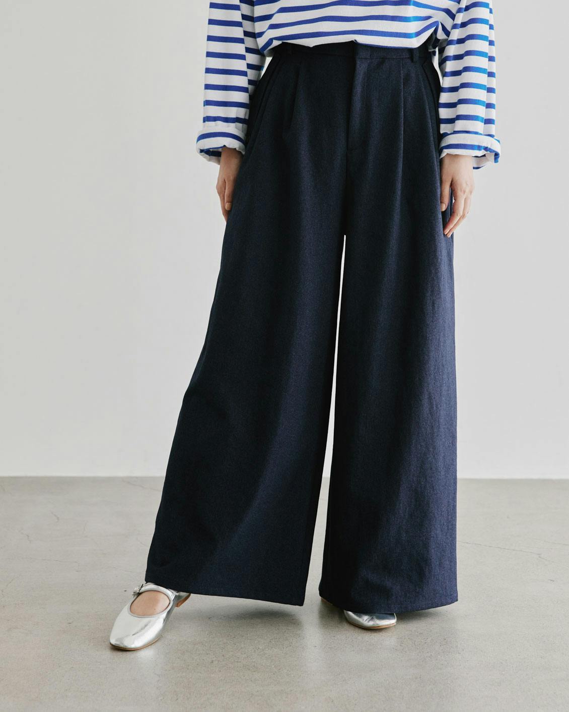 気軽に、品よく」シワになりにくいワイドパンツ（S・M・L・Tサイズ