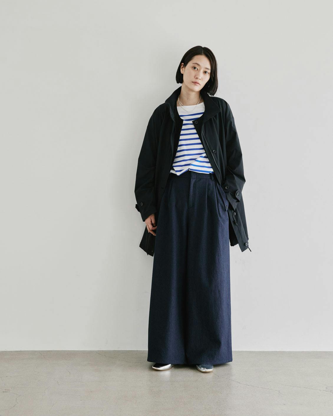 気軽に、品よく」シワになりにくいワイドパンツ(S・M・L・T 気軽に、品よく」シワになりにくいワイドパンツ(S・M・L・T