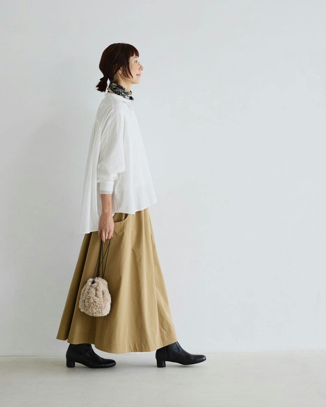 北欧、暮らしの道具店 香菜子さんとつくったフレアスカート ベージュM