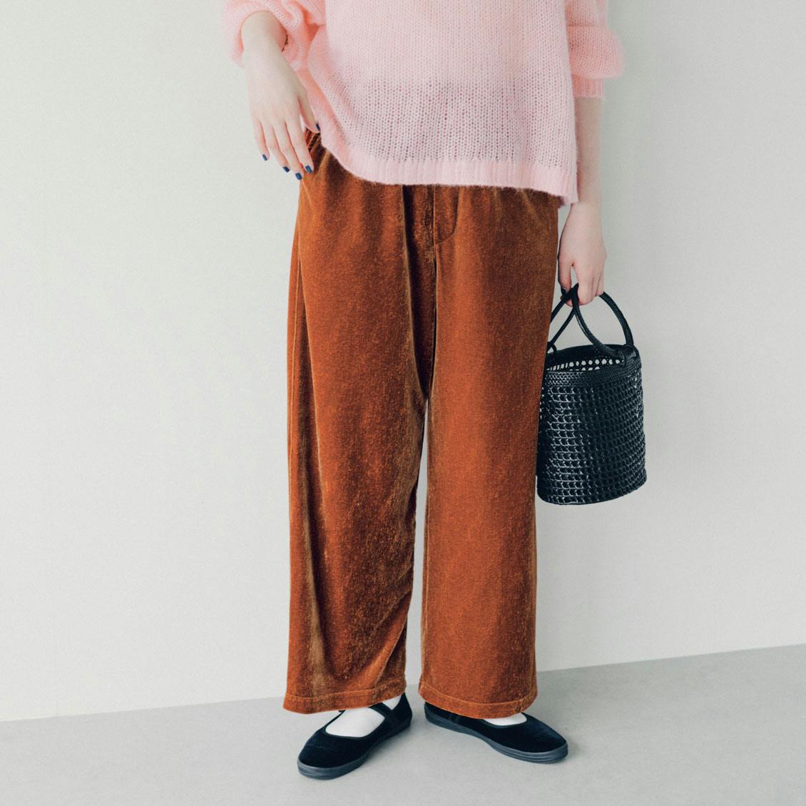 【今季終了】品よく揺れる大人のベロアパンツ / テラコッタオレンジ / Sサイズの商品写真