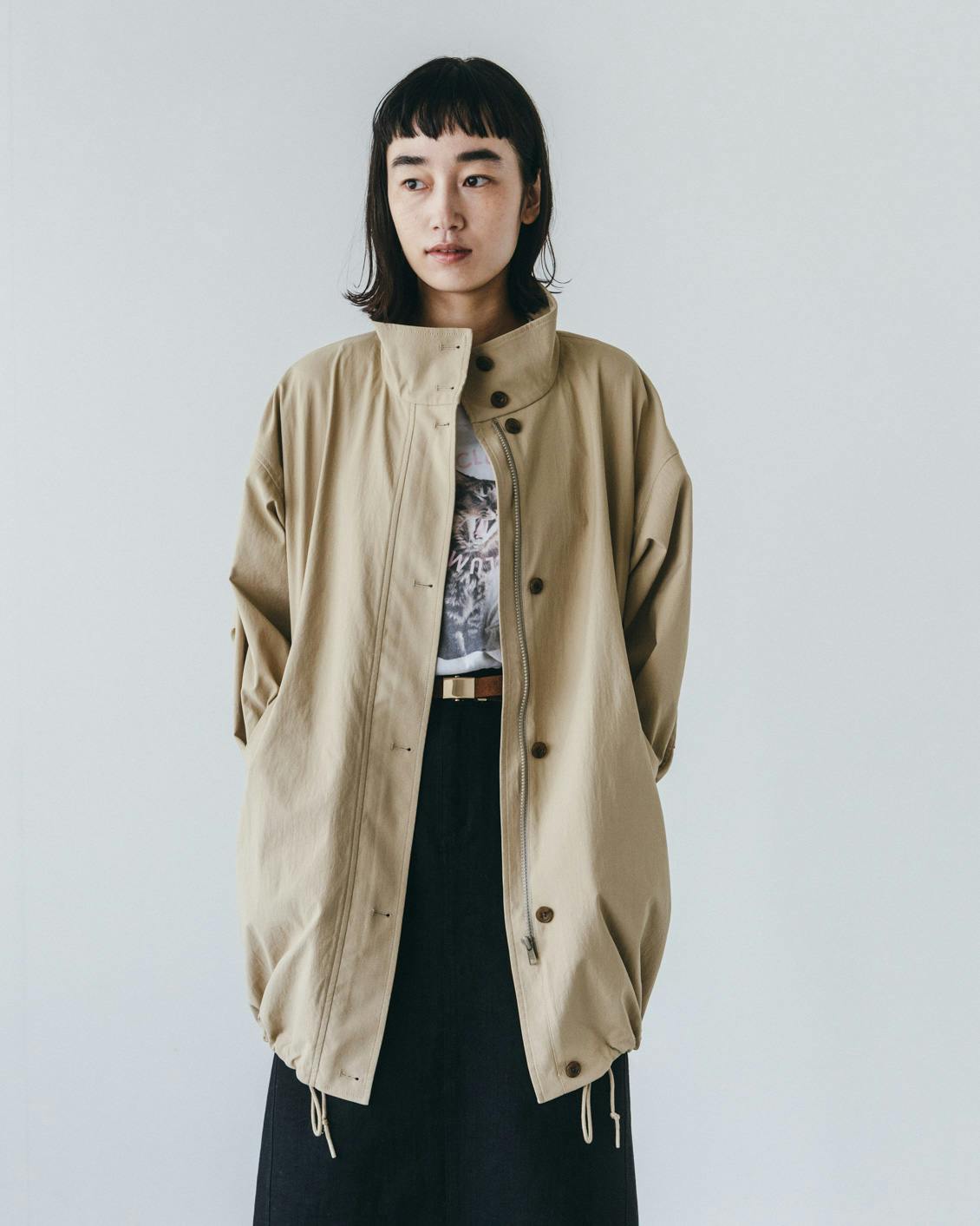 中綿ベスト付きのかろやかミドル丈アウター　М　ベージュ　コートのみ 中綿ベスト付きのかろやかミドル丈アウター（S・Mサイズ） - 北欧