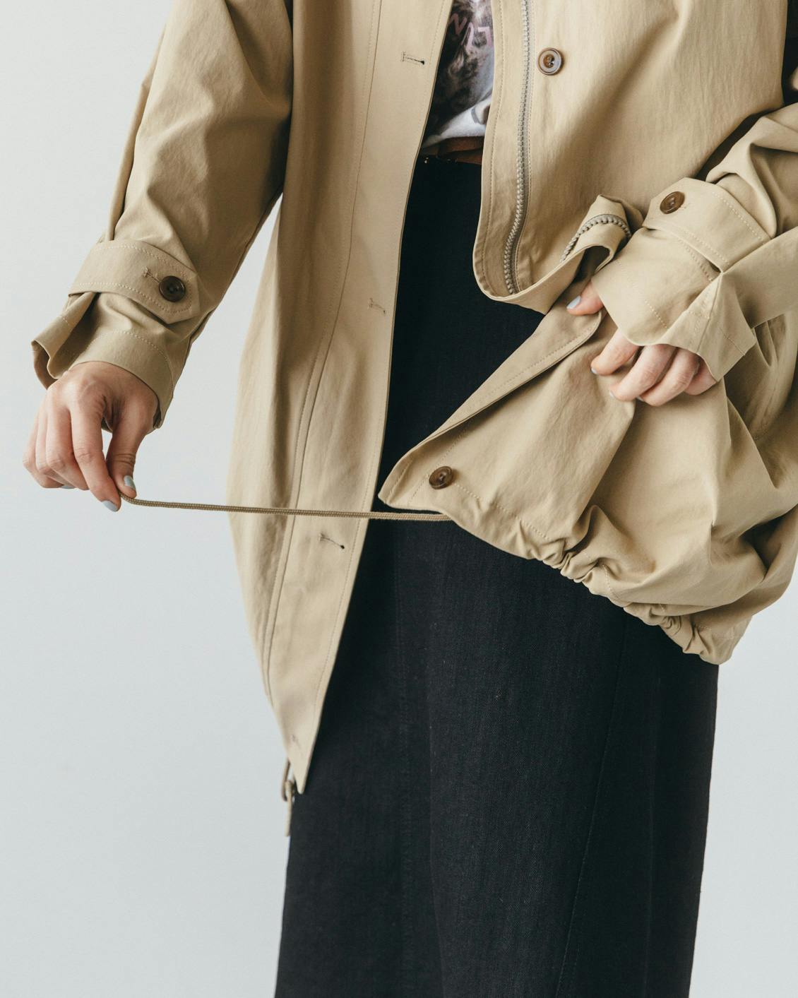 中綿ベスト付きのかろやかミドル丈アウター（S・Mサイズ） - 北欧