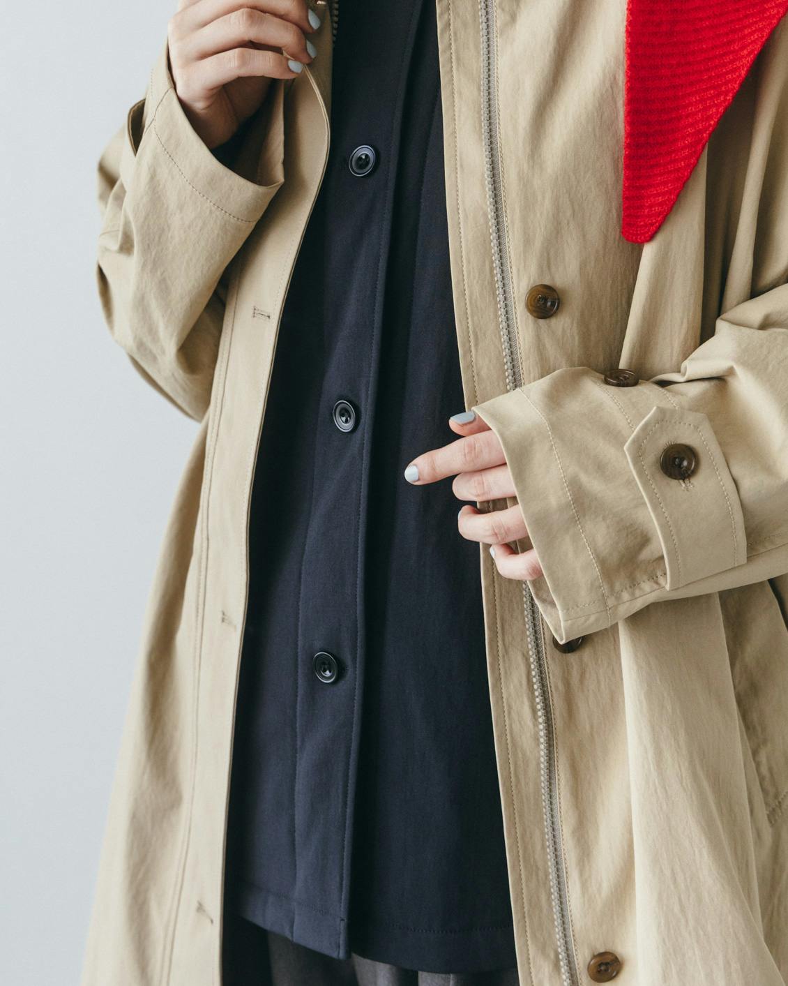 中綿ベスト付きのかろやかミドル丈アウター（S・Mサイズ） - 北欧