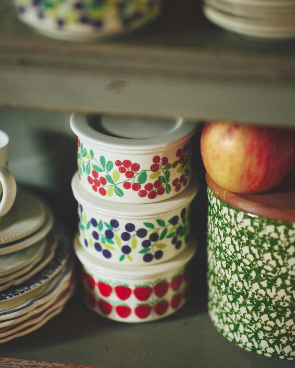 ARABIA(アラビア） pomona（ポモナ/グリーンアップル)プレート2枚 ARABIA/アラビア/POMONA/ジャムポット（グリーンアップル