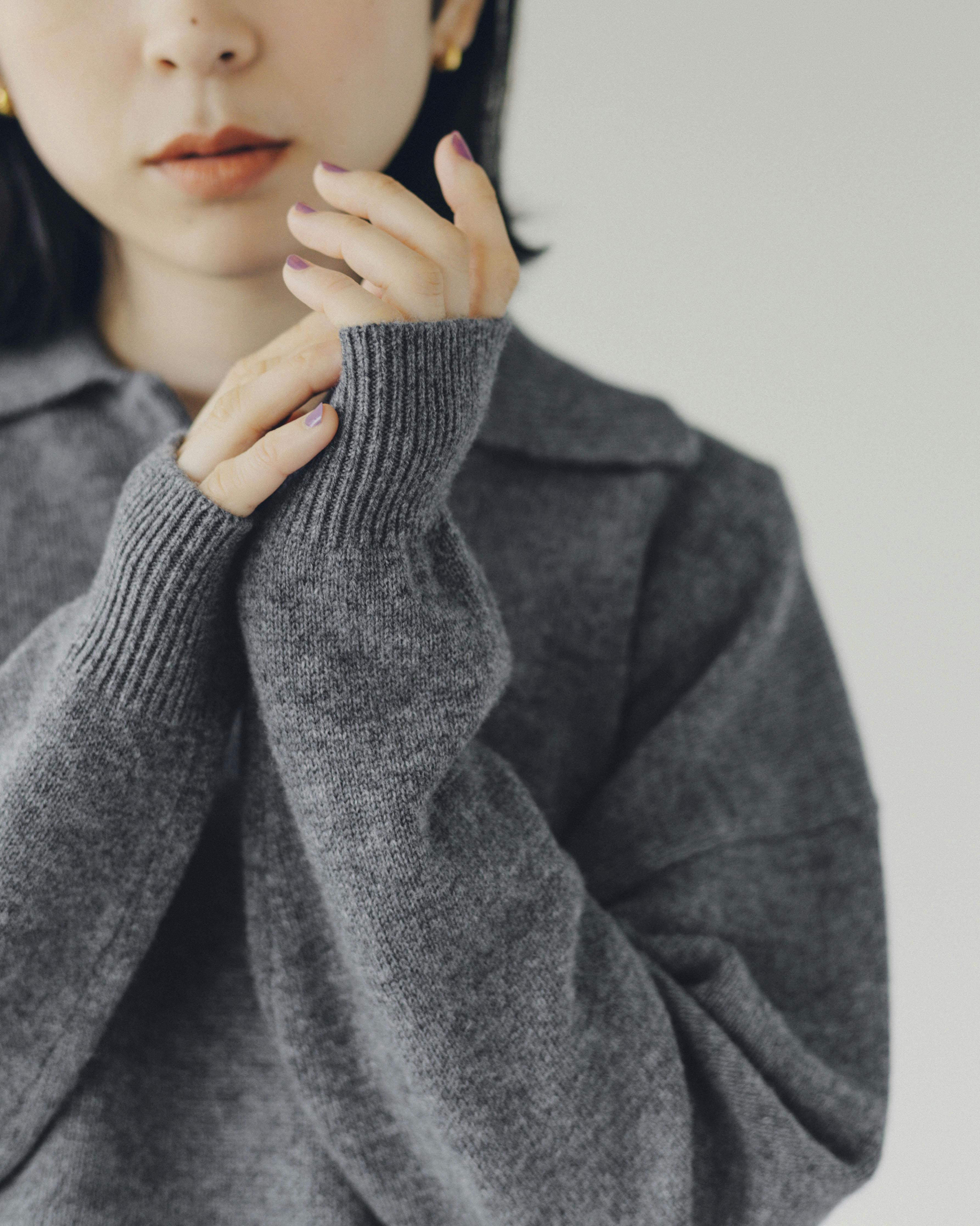 大人にひとさじのアクセント」洗えるウールの襟付きニット - 北欧