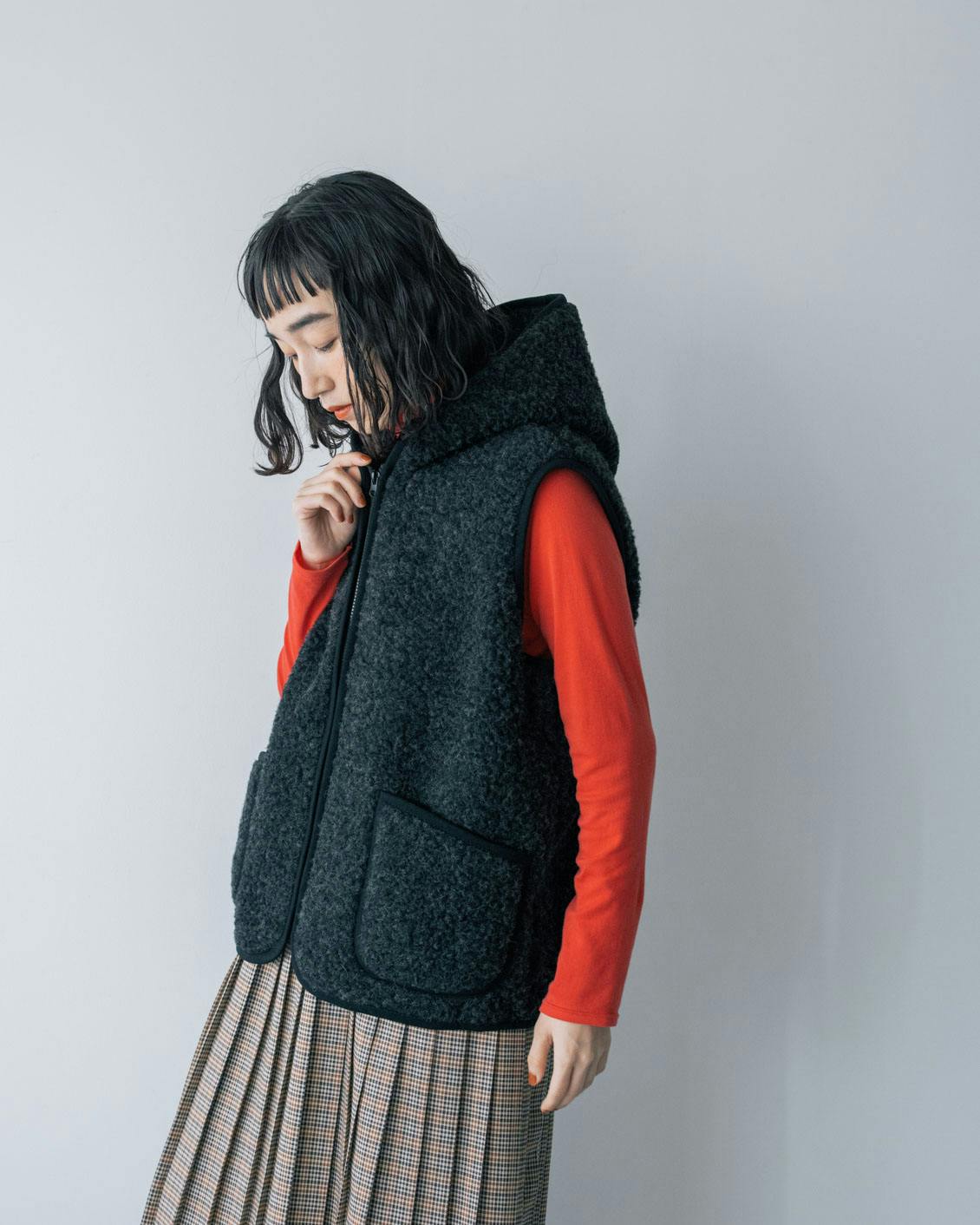 【今季終了】COLD BREAKER / フードボアベスト（ブラック・M）の商品写真